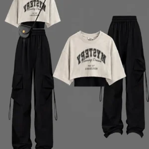 Crop Top and Cargo Pants Set for Girls