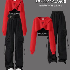 Read Crop Top and Cargo Pants Set for Girls