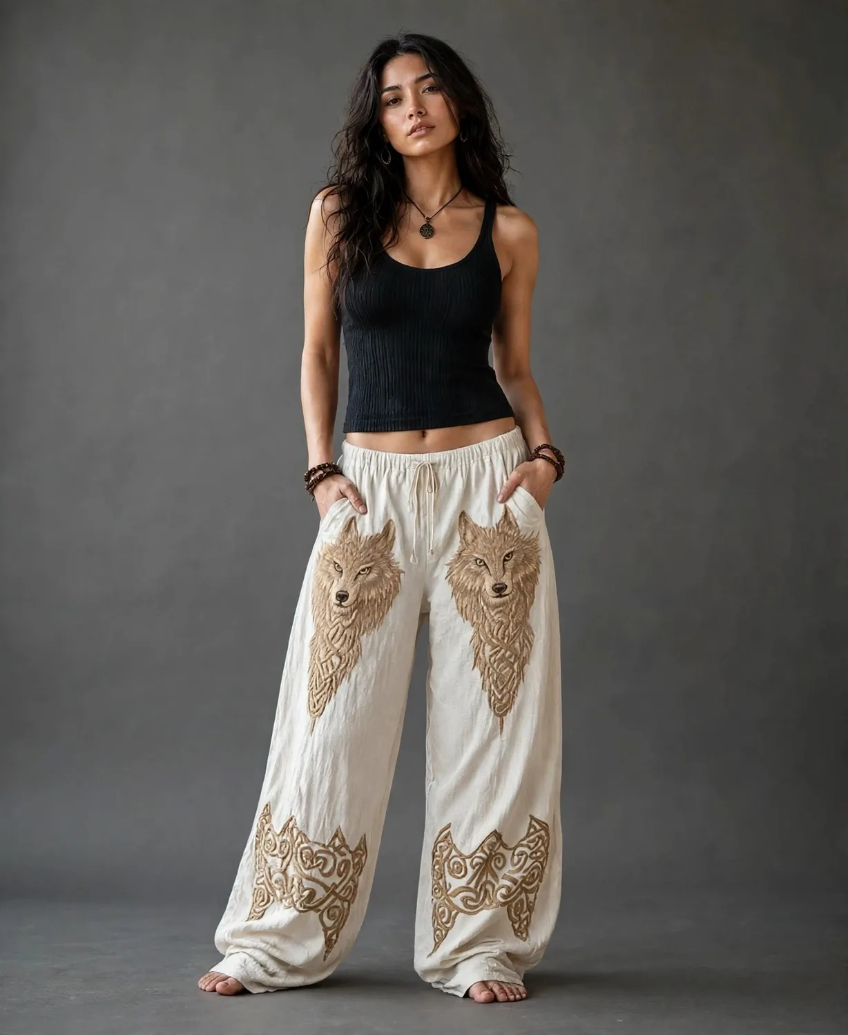 Baggy Oversized Pants for Women Off-White